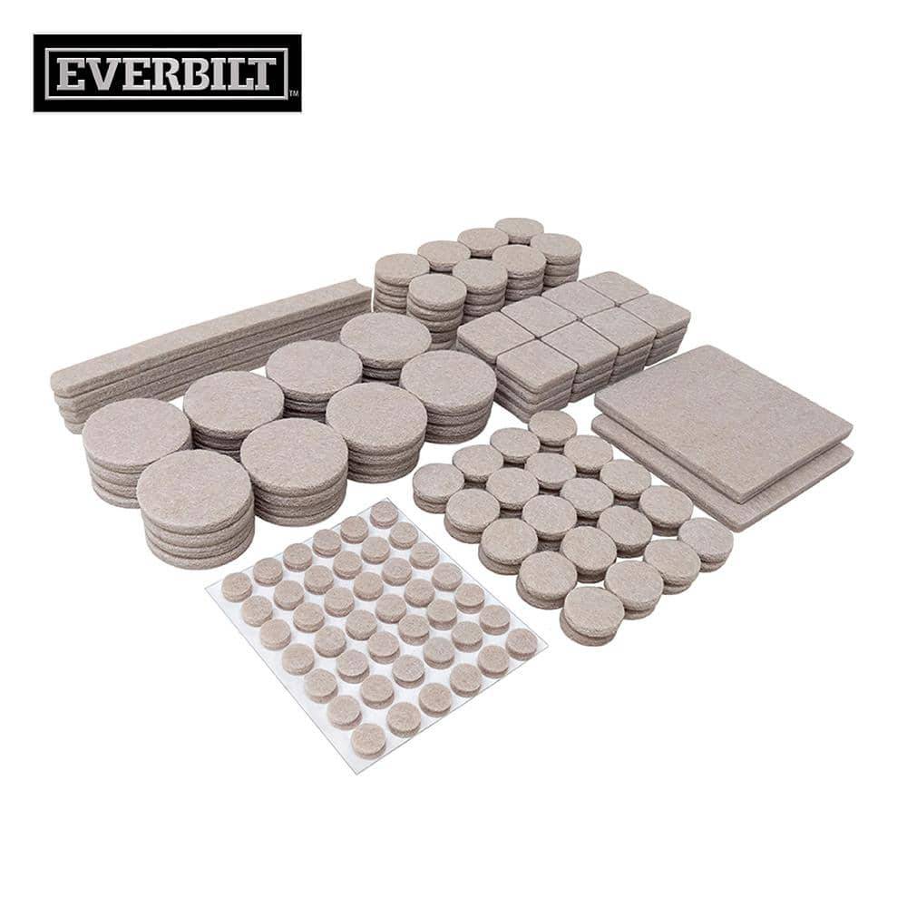 Everbilt Assorted Beige Self-Adhesive Round Furniture Sliders Felt Pads For Hard Floors (192 ct)