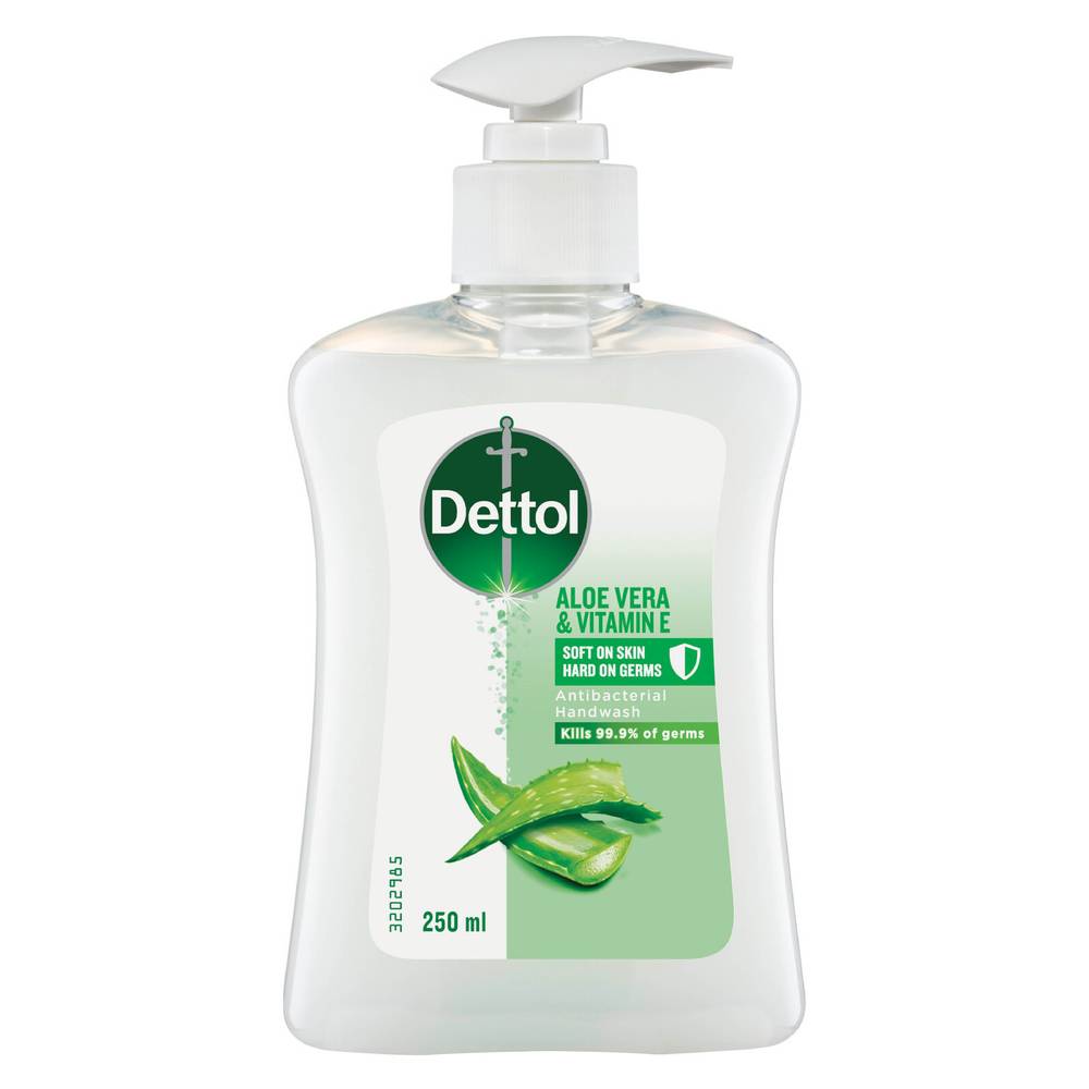 Dettol Antibacterial Vitamin E Liquid Hand Wash Pump, Aloe Vera (250mL)