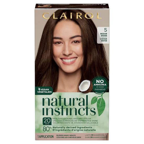 Clairol Natural Instincts Non-Permanent Hair Color, Medium Brown Shade 5