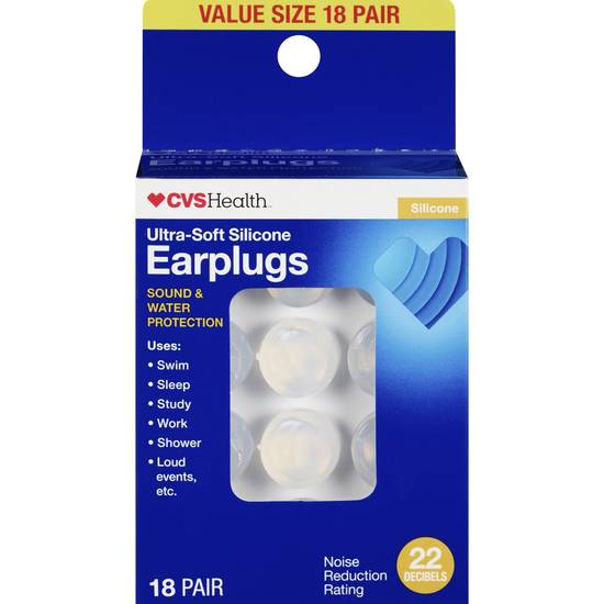 CVS Health Ultra-Soft Silicone Earplugs, 18 Pair