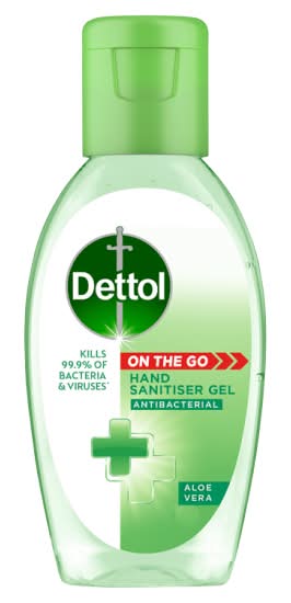 Dettol Aloe Vera, On the Go Antibacterial Hand Sanitiser Gel (50ml)