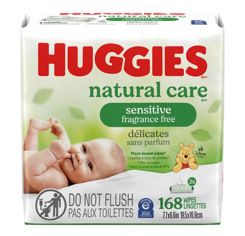 Huggies natural care lingettes douces pour bébé - natural care soft baby wipes (3 pièces) (7.7x6.6 in)