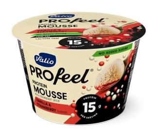 Mousse de vainilla-fresa con proteínas Valio PROfeel sin lactosa 150 g.