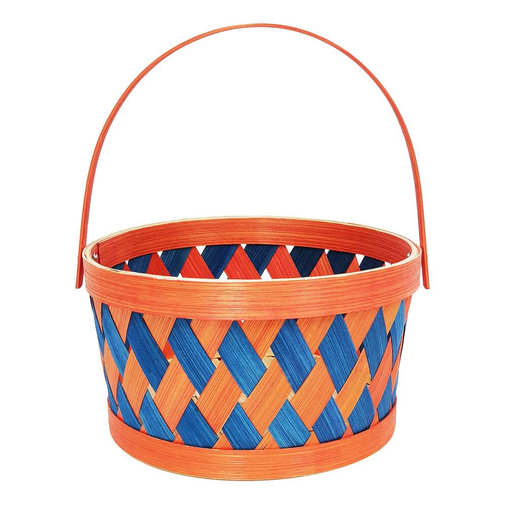 Cottondale Round Basket, Orange/Blue, 8 In