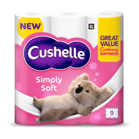 Cushelle Simply Soft Toilet Paper Rolls (9 pack)