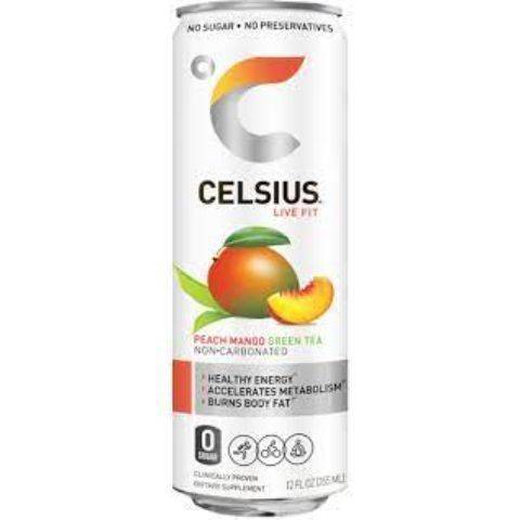 Celsius Peach Mango Green Tea 12oz Can