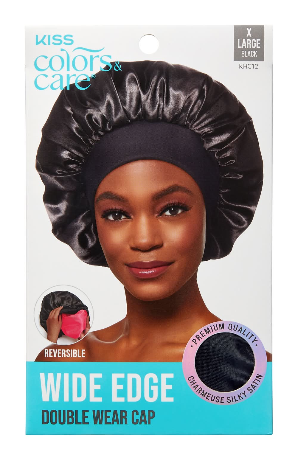 KISS Silky Satin Double Wear Bonnet Cap, Black