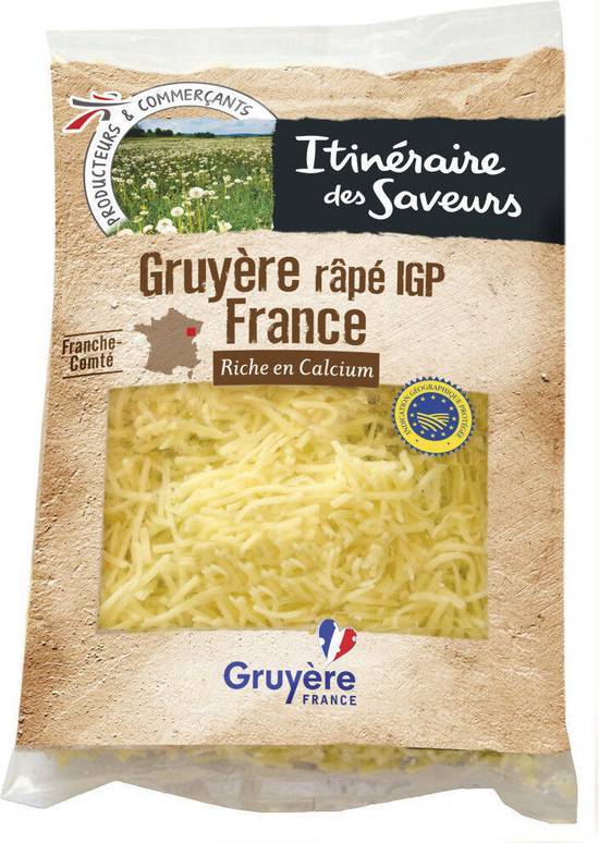 Gruyère râpé igp france - itinéraire des saveurs - 150g