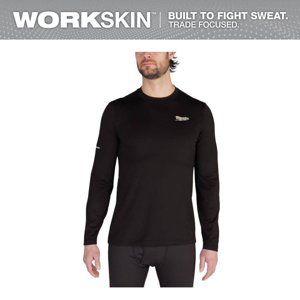 Milwaukee Men'S X-Large Black Workskin Thermal Underwear Crew Neck Base Layer