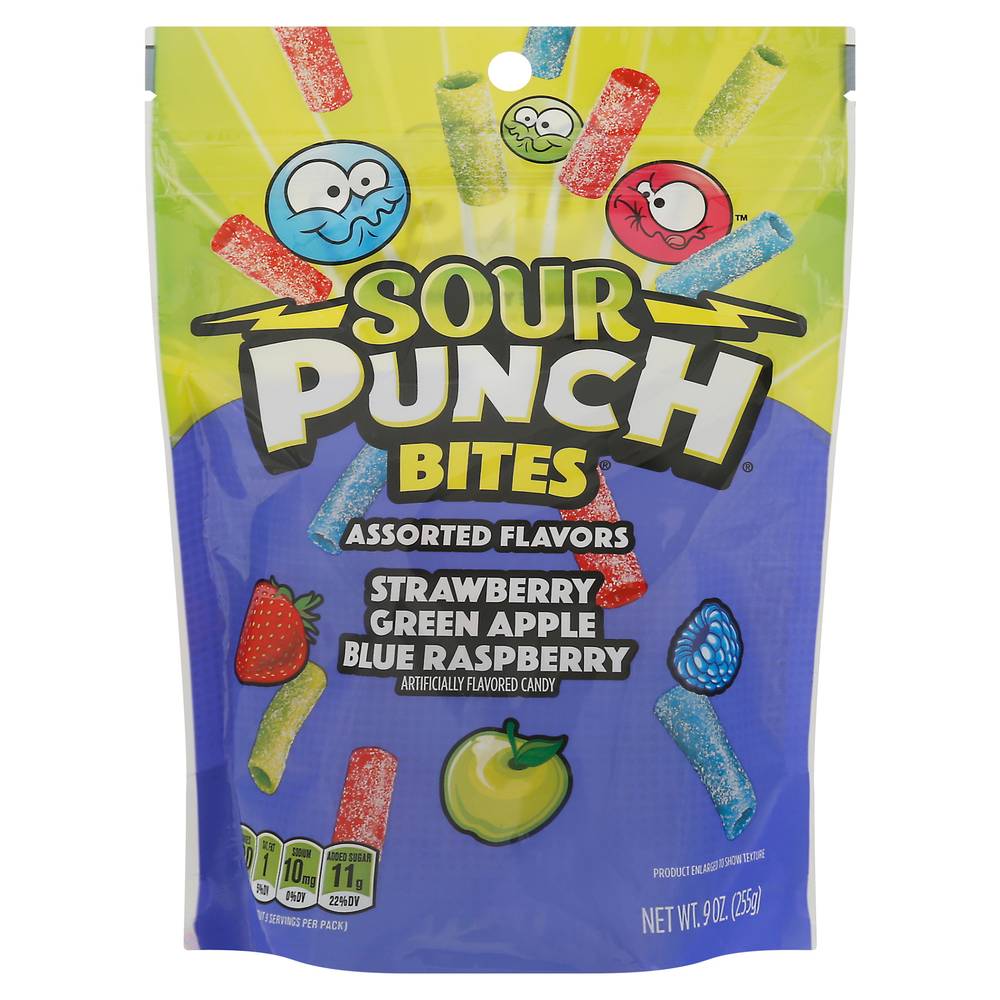 Sour Punch Bites Assorted (strawberry, green apple, blue raspberry)