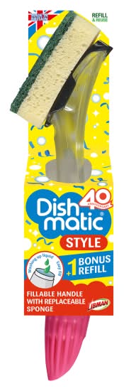 Dishmatic Style Fillable Washing Up Handle and Bonus Refill