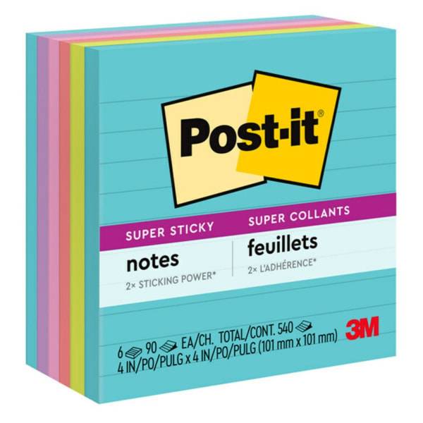 Post-It Super Sticky Notes 4" X 4" Supernova Neons Collection(90 Ct)