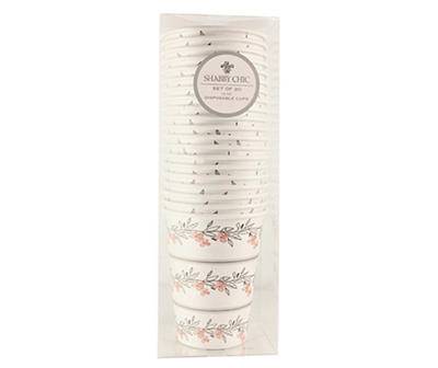 Shabby Chic White Floral Stripe 12 Oz. Paper Cups, 20-Pack