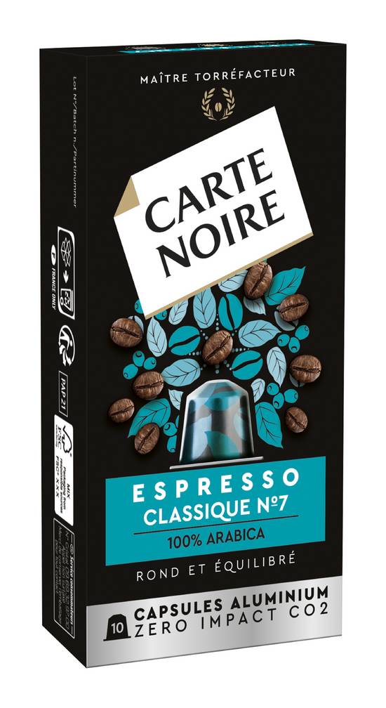 Carte Noire - Café capsules compatibles nespresso espresso classique (10 pièces)