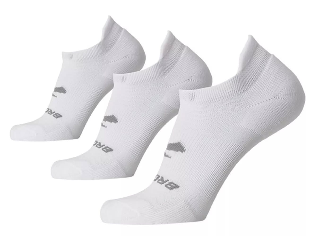 Brooks Run-In No Show Socks - 3 Pack (White M)