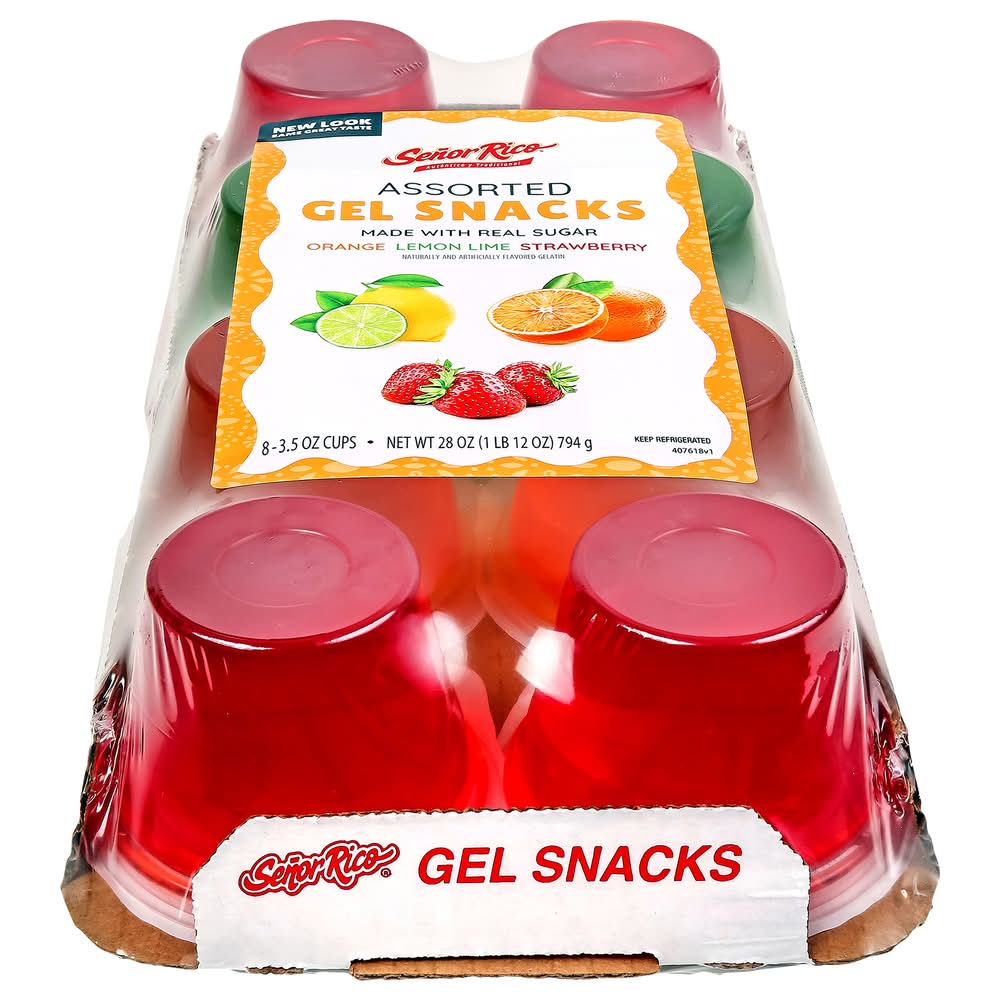 Real Desserts Gel Snacks, Orange - Lemon Lime - Strawberry (8 x 3.5 oz)