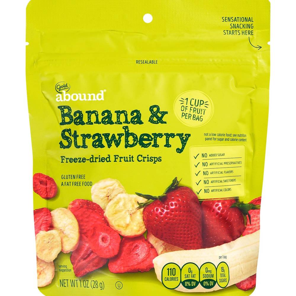 Gold Emblem Abound Banana & Strawberry Freeze-Dried Fruit Crisps, 1 Oz