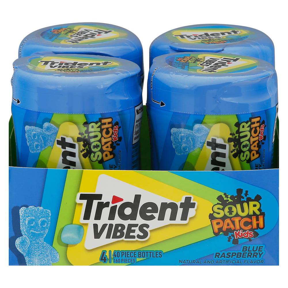 Trident Vibes Sour Patch Kids Blue Raspberry Sugar Free Gum (4.2 oz)