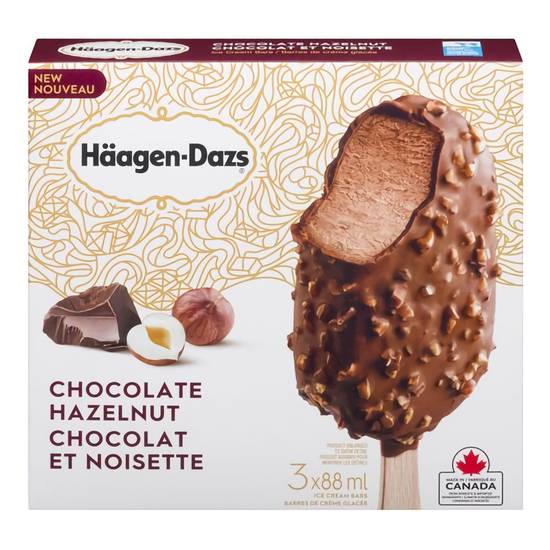 Häagen-Dazs Ice Cream Bars Chocolate Hazelnut (3 x 88 ml)