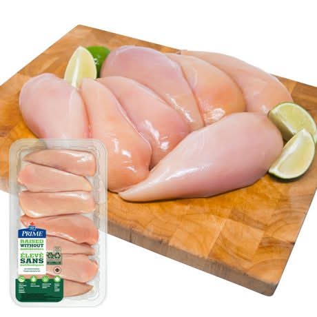 Prime Raised Without Antibiotics Bone & Skinless Chicken Breasts (1.66 kg)