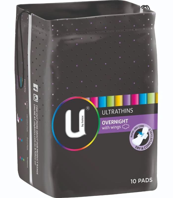 U By Kotex Pads Ultra Thin Wings Overnight 10pk
