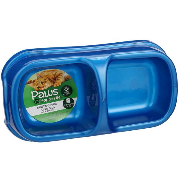 Paws Premium Double Diner Plastic Small Cat Dish