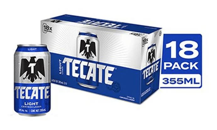 Tecate · Light cerveza clara (18 x 355 ml)