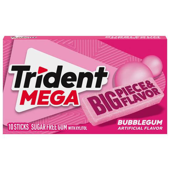 Trident Mega Bubblegum Sugar Free Gum (10 ct)
