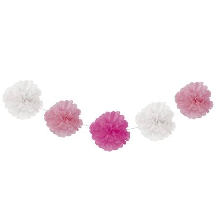 Guía con 7 flores de papel mixto 2.2m - rosa (1pz)