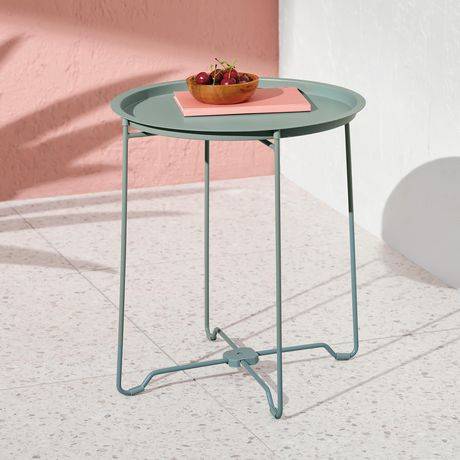 Mainstays Patio Tray Top Side Table, Green Milieu