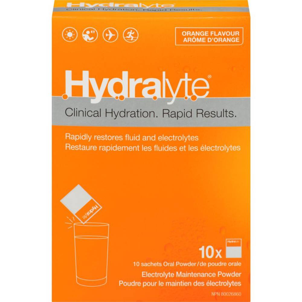 Hydralyte Electrolyte Maintenance Powder, Orange (50 g, 10 ct)