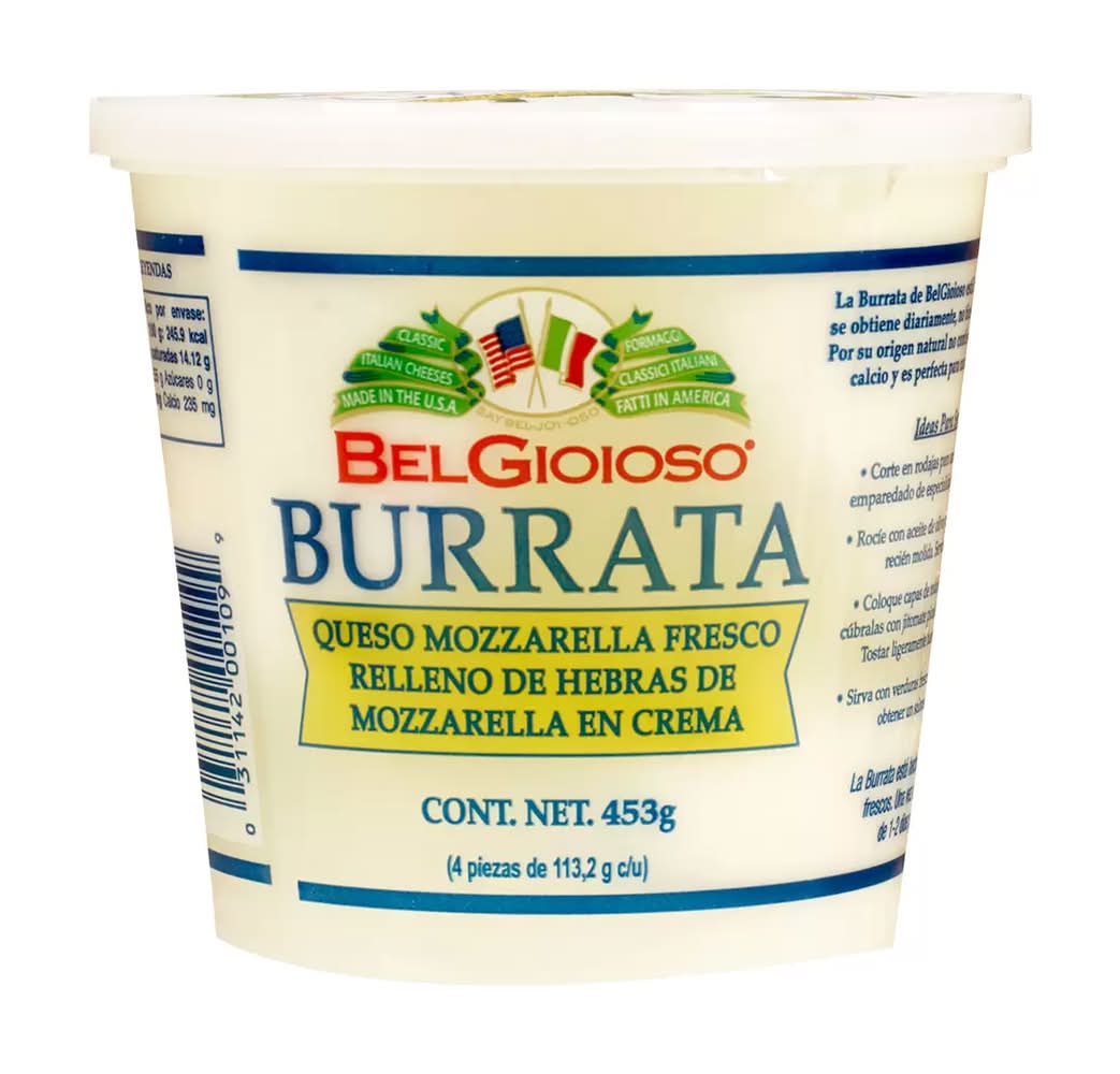 BelGioioso · Burrata relleno de queso mozzarella fresco rebozados en crema (4 un)