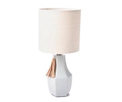 Gray Geometric Ceramic Table Lamp With Beige Shade