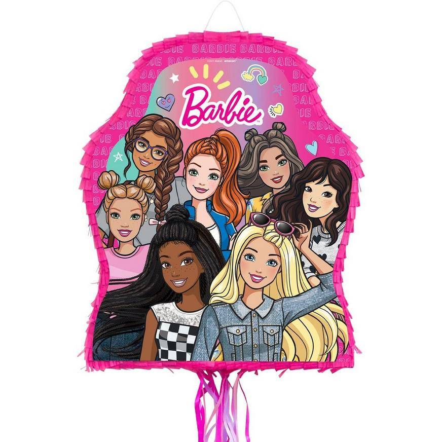 Pull String Barbie Dream Together Cardstock Tissue Paper Pinata, 17.75in x 21.5in