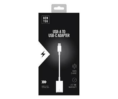 White Usb-A to Usb-C Adapter