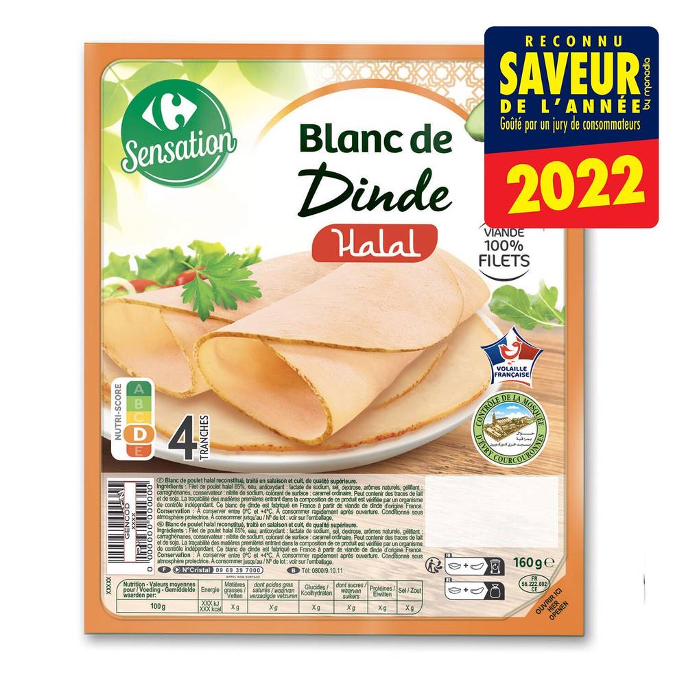 Carrefour - Blanc de dinde halal (160g)