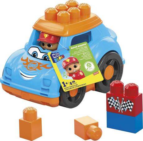 Mega Bloks Ricky Race Car Fisher Price Toy Blocks With 1 Figure Ages 1+ (6 ct)