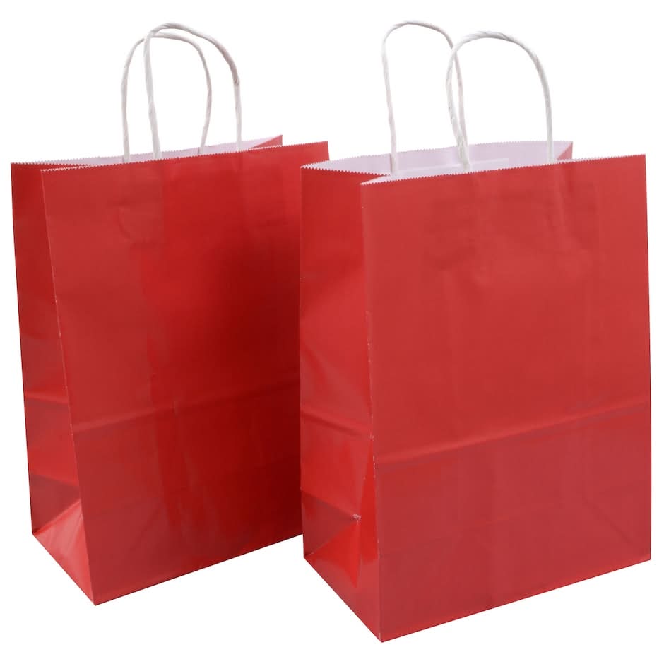 Voila! Glossy Gift Bags, M, Red (2 ct)