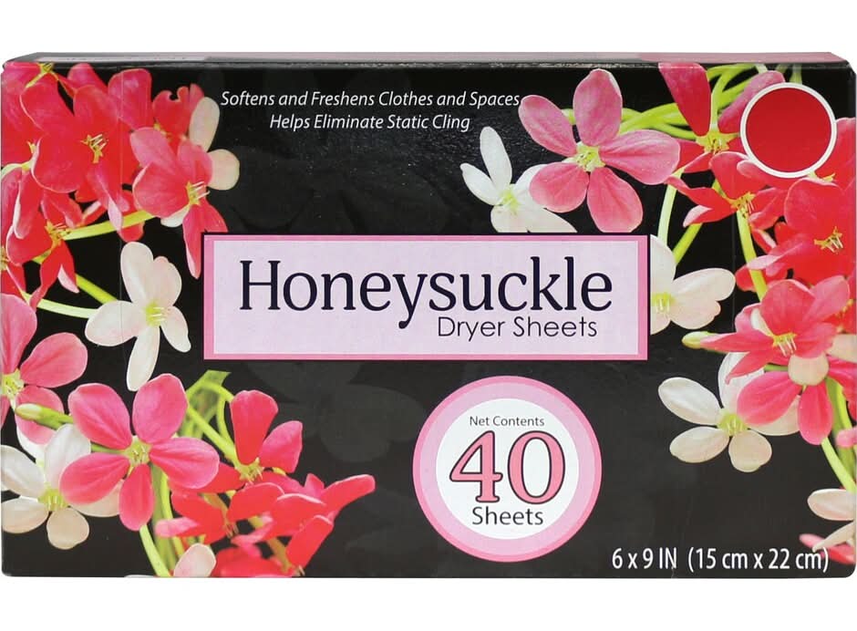 Honeysuckle Dryer Sheets, 6x9 in (40 ct)