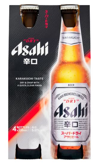 Asahi Super Dry Lager Beer (4 x 330ml)