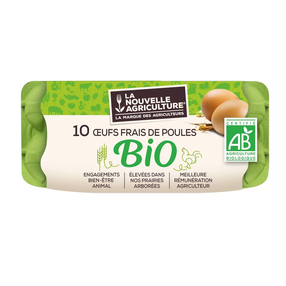 La Nouvelle Agriculture - Oeufs bio tout calibre (10 pièces)