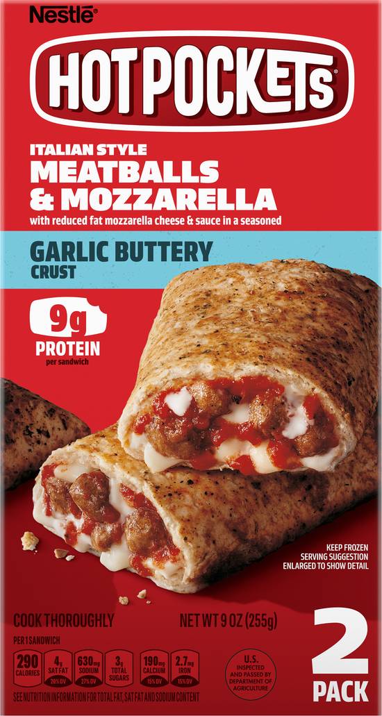 Hot Pockets Meatballs & Mozzarella Garlic Buttery Crust Sandwiches (2 ct)
