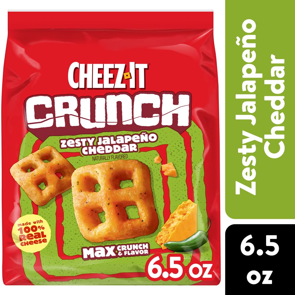 Cheez-It Crunch Cheesy Baked Snacks, Zesty Jalapeno Cheddar (6.5 oz)