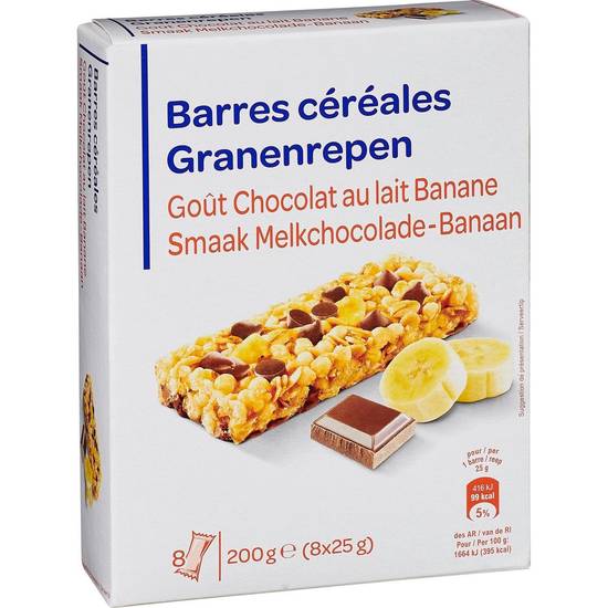 Carrefour - Barres céréales chocolat banane (8 pièces)