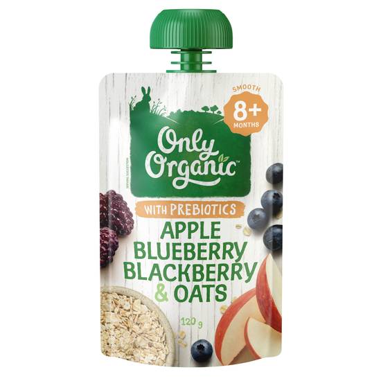 Only Organic Apple Blueberry Blackberry Oat Prebiotics 8+ Months 120g