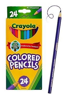 Crayola Kids' Colored Pencils, Assorted Colors, 24/Box (68-4024)