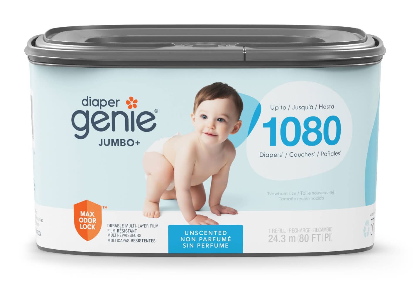 Diaper Genie Jumbo Plus Square Disposal Refill Bag, 24.3 m