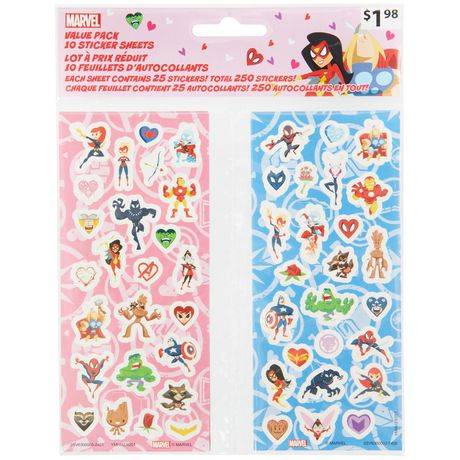Avengers Valentine Stickers, Value Pack, Multi-Colored, 250 Count