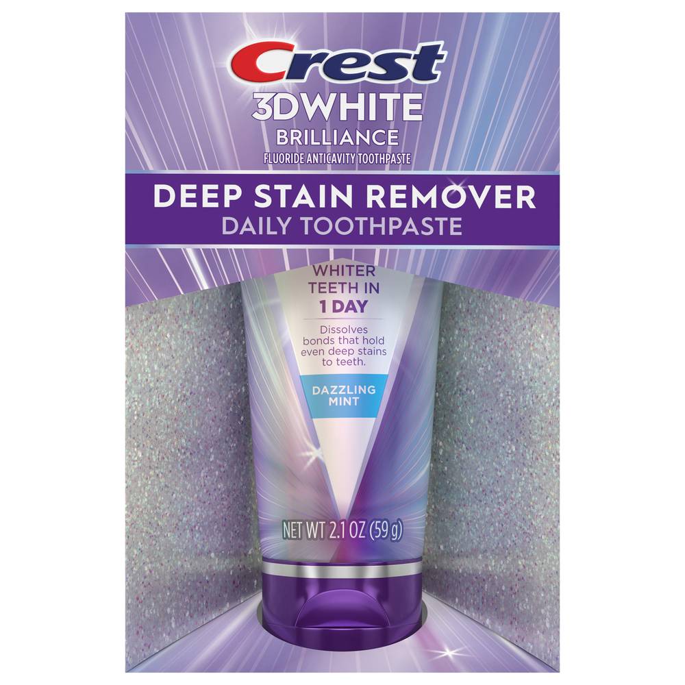 Crest 3Dwhite Deep Stain Remover Daily Toothpaste, Dazzling Mint (2.1 oz)