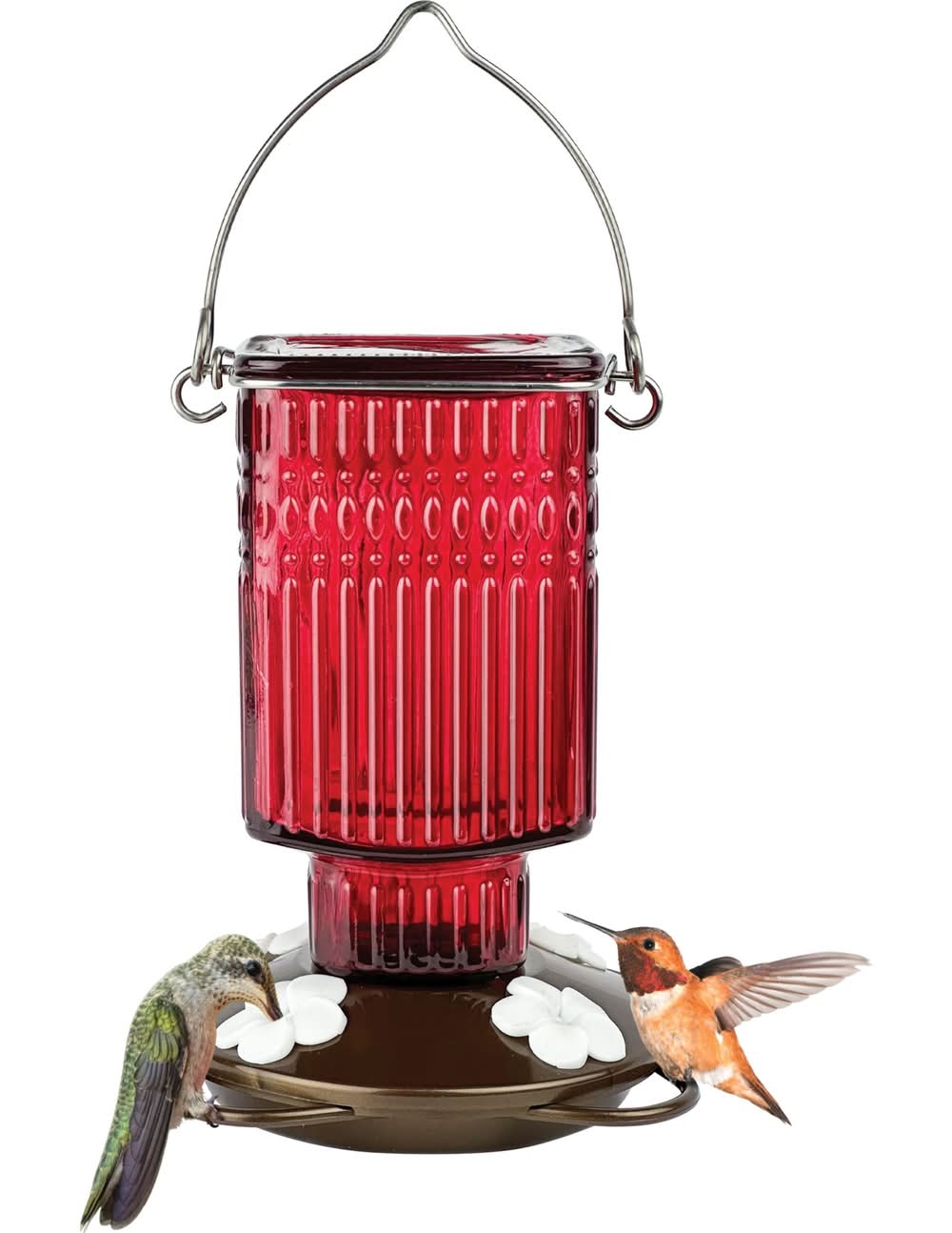 Nature's Way Crimson Carnation Glass Hanging Hummingbird feeder - 22-oz